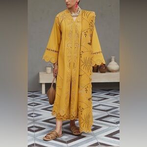 Elegant Yellow Embroidered Dress